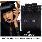 24" 8pcs set Clip-in hair Human Hair Extensions #01