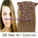 18" 7pcs set Clips-in hair 70g remy Human Hair Extensions #12
