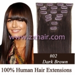 22" 7pcs set Clips-in hair 80g remy Human Hair Extensions #02