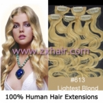 20" 6pcs set wave Clips-in hair Human Hair Extensions #613