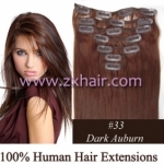 22" 7pcs set Clips-in hair 80g remy Human Hair Extensions #33