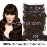 20" 8pcs set wave Clip-in hair Human Hair Extensions #04