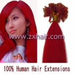 100S 22" Nail tip hair remy Human Hair Extensions #red