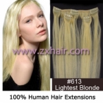 20" 3pcs set 36g Clip-in hair Human Hair Extensions #613
