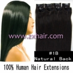 20" 8pcs set 48g Clip-in hair Human Hair Extensions #1B
