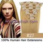 20" 7pcs set Clip-in hair remy Human Hair Extensions #27