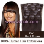 20" 8pcs set Clip-in hair remy Human Hair Extensions #02