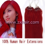 100S 18" Micro rings/loop hair remy human hair extensions #red