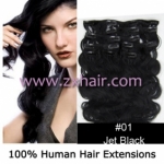20" 8pcs set wave Clip-in hair Human Hair Extensions #01
