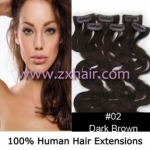20" 6pcs set wave Clips-in hair Human Hair Extensions #02