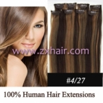 20" 8pcs set 48g Clip-in hair Human Hair Extensions #4/27