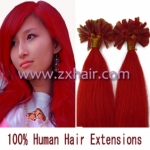 100S 18" Nail tip hair remy Human Hair Extensions #red