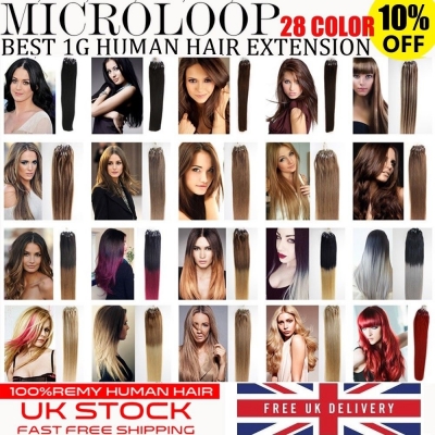 UK Stock 28 Colors Double Drawn 50S 1G Micro Loop Ring Human Hair Extensions