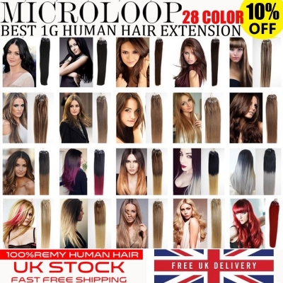 UK Stock 28 Colors Double Drawn 50S 1G Micro Loop Ring Human Hair Extensions [2018040904]