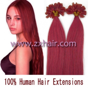 100S 18" Nail tip hair remy Human Hair Extensions #pink