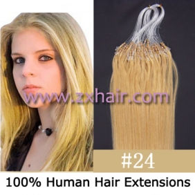 100S 16" Micro rings/loop hair remy human hair extensions #24