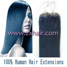 100S 18" Micro rings/loop hair remy human hair extensions #blue
