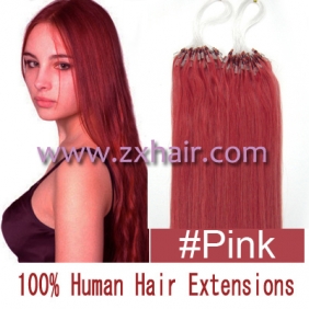 100S 18" Micro rings/loop hair remy human hair extensions #pink