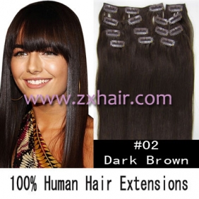 20" 10pcs set 90g Clip-in hair Human Hair Extensions #02