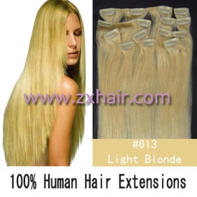 20" 10pcs set 90g Clip-in hair Human Hair Extensions #613
