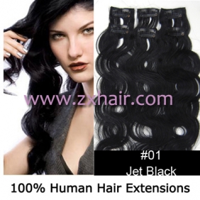 20" 6pcs set wave Clips-in hair Human Hair Extensions #01