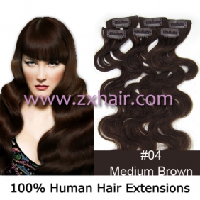 20" 6pcs set wave Clips-in hair Human Hair Extensions #04