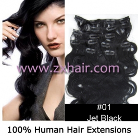 20" 7pcs set wave Clip-in hair Human Hair Extensions #01