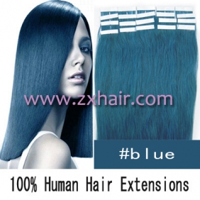 22" 60g Tape Human Hair Extensions #blue