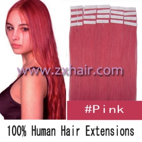 22" 60g Tape Human Hair Extensions #pink