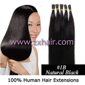 100S 24" Stick tip hair remy human hair extensions #1B