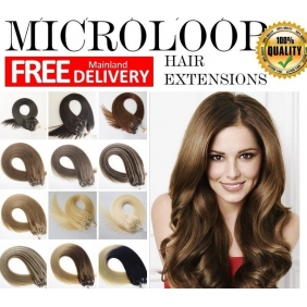 100S 16"-22" Micro rings/loop hair 1g/s human hair extensions 28 Colors Double Beads